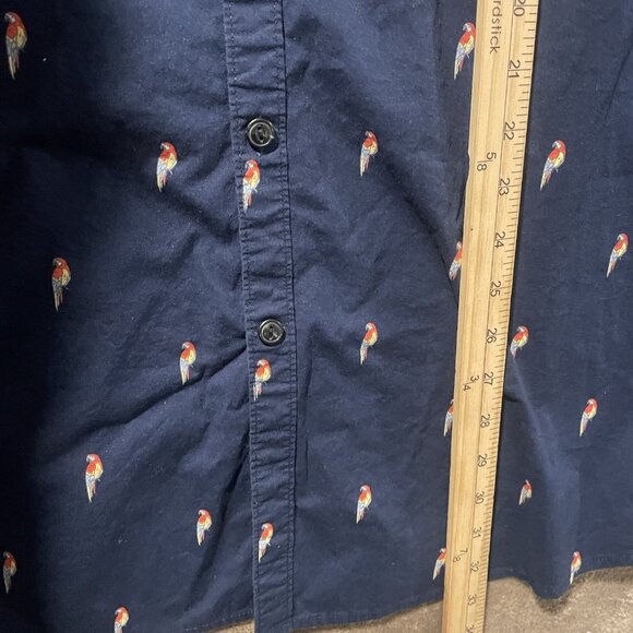 George Shirt Mens 3X ButtonDown Parrots Navy Blue Slim Fit Short Sleeve Vacation - Picture 6 of 6